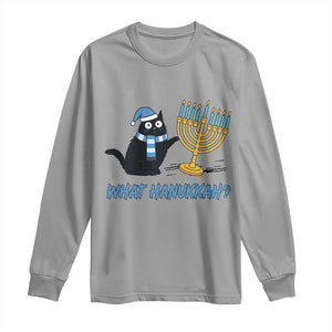 Funny Black Cat Hanukkah Chanukah Long Sleeve Shirt TS14 Sport Gray Print Your Wear