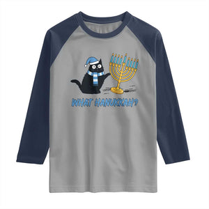 Funny Black Cat Hanukkah Chanukah Raglan Shirt TS14 Sport Gray Navy Print Your Wear