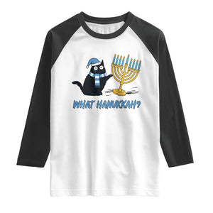 Funny Black Cat Hanukkah Chanukah Raglan Shirt TS14 White Black Print Your Wear
