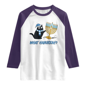 Funny Black Cat Hanukkah Chanukah Raglan Shirt TS14 White Purple Print Your Wear