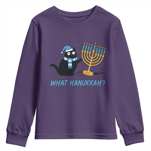 Funny Black Cat Hanukkah Chanukah Youth Sweatshirt TS14 Purple Print Your Wear