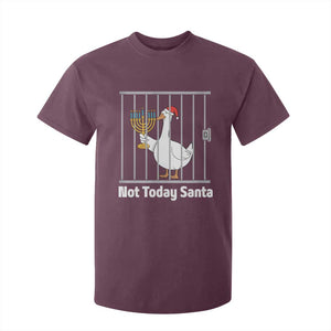 Funny Goose Hanukkah Chanukah T Shirt For Kid Not Today Santa TS14 Maroon Print Your Wear