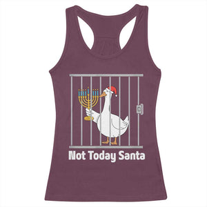 Funny Goose Hanukkah Chanukah Racerback Tank Top Not Today Santa TS14 Maroon Print Your Wear