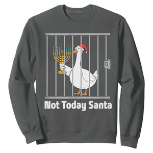 Funny Goose Hanukkah Chanukah Sweatshirt Not Today Santa TS14 Dark Heather Print Your Wear