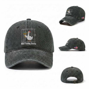 Funny Goose Hanukkah Chanukah Washed Cotton Baseball Cap Not Today Santa TS14 Washed Cap Universal Fit Dark Green Print Your Wear