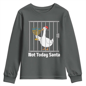 Funny Goose Hanukkah Chanukah Youth Sweatshirt Not Today Santa TS14 Dark Heather Print Your Wear