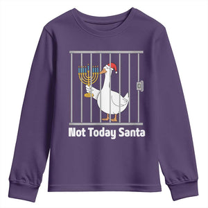 Funny Goose Hanukkah Chanukah Youth Sweatshirt Not Today Santa TS14 Purple Print Your Wear