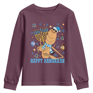 Funny Marcus The Worm Hanukkah Meme Youth Sweatshirt TS14 Maroon Print Your Wear