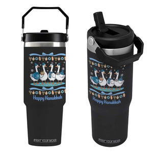 Happy Hanukkah Flip Straw Tumbler Funny Silly Goose Chanukah TS14 One Size: 30 oz Black Print Your Wear