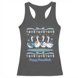Happy Hanukkah Racerback Tank Top Funny Silly Goose Chanukah TS14 Dark Heather Print Your Wear