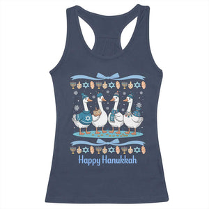 Happy Hanukkah Racerback Tank Top Funny Silly Goose Chanukah TS14 Navy Print Your Wear