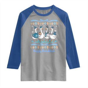 Happy Hanukkah Raglan Shirt Funny Silly Goose Chanukah TS14 Sport Gray Royal Print Your Wear