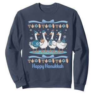 Happy Hanukkah Sweatshirt Funny Silly Goose Chanukah TS14 Navy Print Your Wear