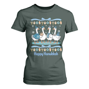 Happy Hanukkah T Shirt For Women Funny Silly Goose Chanukah TS14 Dark Forest Green Print Your Wear