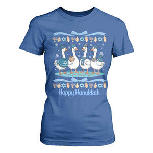 Happy Hanukkah T Shirt For Women Funny Silly Goose Chanukah TS14 Royal Blue Print Your Wear
