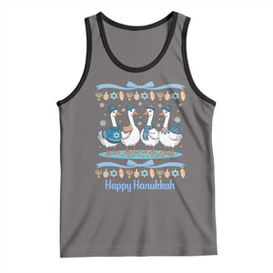 Happy Hanukkah Tank Top Funny Silly Goose Chanukah TS14 Deep Heather Black Print Your Wear