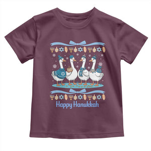 Happy Hanukkah Toddler T Shirt Funny Silly Goose Chanukah TS14 Maroon Print Your Wear