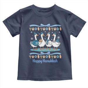 Happy Hanukkah Toddler T Shirt Funny Silly Goose Chanukah TS14 Navy Print Your Wear