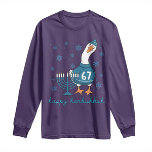 67 Six Seven Silly Goose Hanukkah Meme Long Sleeve Shirt Happy Honkukkah TS14 Purple Print Your Wear