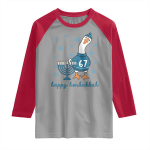 67 Six Seven Silly Goose Hanukkah Meme Raglan Shirt Happy Honkukkah TS14 Sport Gray Red Print Your Wear