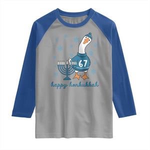 67 Six Seven Silly Goose Hanukkah Meme Raglan Shirt Happy Honkukkah TS14 Sport Gray Royal Print Your Wear
