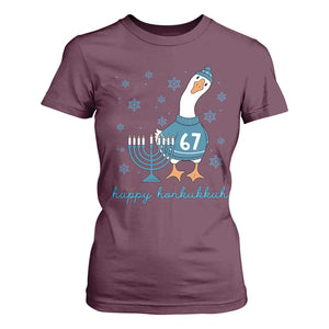 67 Six Seven Silly Goose Hanukkah Meme T Shirt For Women Happy Honkukkah TS14 Maroon Print Your Wear