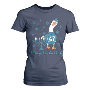 67 Six Seven Silly Goose Hanukkah Meme T Shirt For Women Happy Honkukkah TS14 Navy Print Your Wear