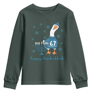 67 Six Seven Silly Goose Hanukkah Meme Youth Sweatshirt Happy Honkukkah TS14 Dark Forest Green Print Your Wear