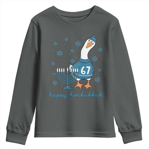 67 Six Seven Silly Goose Hanukkah Meme Youth Sweatshirt Happy Honkukkah TS14 Dark Heather Print Your Wear
