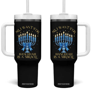 Funny Hanukkah Tumbler With Handle All I Want For Chanukkah Is A Miracle TS14 One Size: 40 oz Black Print Your Wear