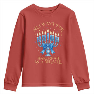 Funny Hanukkah Youth Sweatshirt All I Want For Chanukkah Is A Miracle TS14 Red Print Your Wear