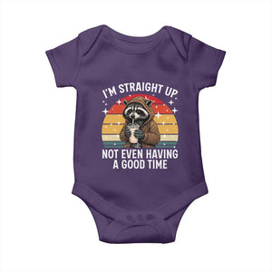 Funny Raccoon Meme Baby Onesie I Am Straight Up Not Even Having A Good Time TS14 Purple Print Your Wear
