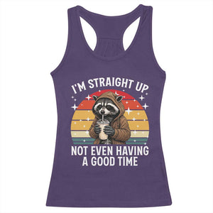 Funny Raccoon Meme Racerback Tank Top I Am Straight Up Not Even Having A Good Time TS14 Purple Print Your Wear