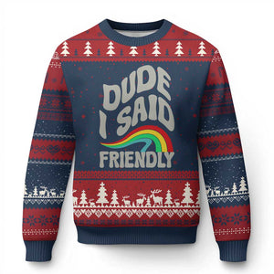 Dude I Said Friendly Ugly Christmas Sweater Funny Gamer Quote TS14 Navy Red Print Your Wear