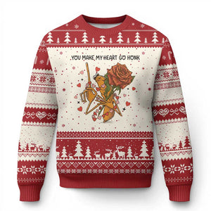 Marcus The Worm Valentine Meme Ugly Christmas Sweater You Make My Heart Go Honk TS14 Beige Red Print Your Wear