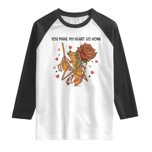 Marcus The Worm Valentine Meme Raglan Shirt You Make My Heart Go Honk TS14 White Black Print Your Wear