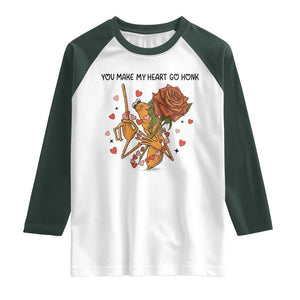 Marcus The Worm Valentine Meme Raglan Shirt You Make My Heart Go Honk TS14 White Dark Forest Green Print Your Wear
