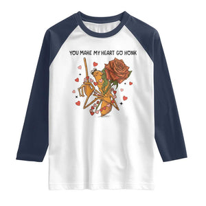 Marcus The Worm Valentine Meme Raglan Shirt You Make My Heart Go Honk TS14 White Navy Print Your Wear