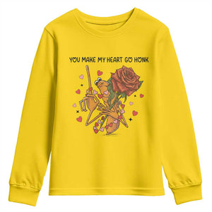 Marcus The Worm Valentine Meme Youth Sweatshirt You Make My Heart Go Honk TS14 Daisy Print Your Wear
