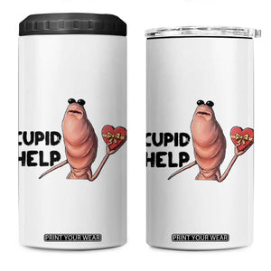 Marcus The Worm Valentine Meme 4 in 1 Can Cooler Tumbler Cupid Help TS14 One Size: 16 oz White Print Your Wear