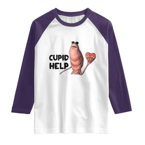 Marcus The Worm Valentine Meme Raglan Shirt Cupid Help TS14 White Purple Print Your Wear