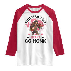 You Make My Heart Go Honk Raglan Shirt Funny Bigfoot Valentine Meme TS14 White Red Print Your Wear