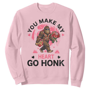 You Make My Heart Go Honk Sweatshirt Funny Bigfoot Valentine Meme TS14 Light Pink Print Your Wear