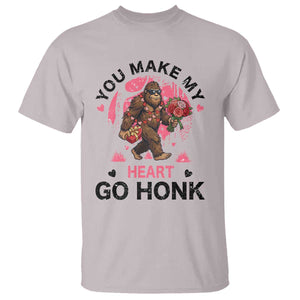 You Make My Heart Go Honk T Shirt Funny Bigfoot Valentine Meme TS14 Ice Gray Print Your Wear