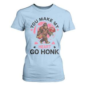 You Make My Heart Go Honk T Shirt For Women Funny Bigfoot Valentine Meme TS14 Light Blue Print Your Wear