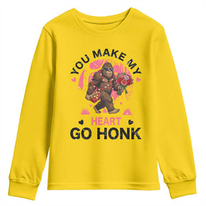 You Make My Heart Go Honk Youth Sweatshirt Funny Bigfoot Valentine Meme TS14 Daisy Print Your Wear