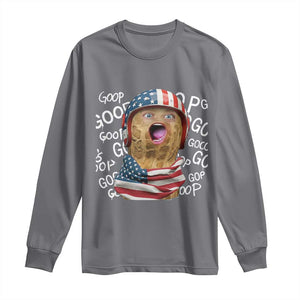Burnt Peanut Goop Long Sleeve Shirt Patriotic American Flag TS14 Charcoal Print Your Wear