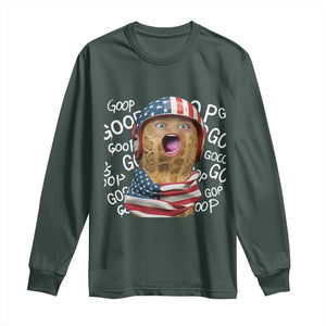 Burnt Peanut Goop Long Sleeve Shirt Patriotic American Flag TS14 Dark Forest Green Print Your Wear
