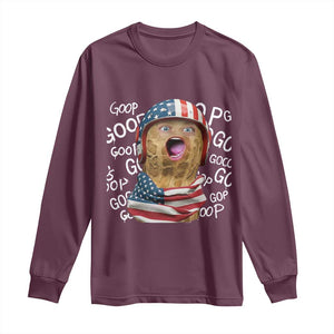 Burnt Peanut Goop Long Sleeve Shirt Patriotic American Flag TS14 Maroon Print Your Wear