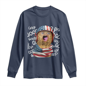 Burnt Peanut Goop Long Sleeve Shirt Patriotic American Flag TS14 Navy Print Your Wear
